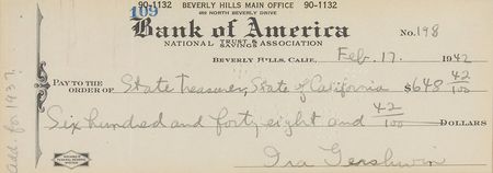 Lot #796 George and Ira Gershwin Checks - Image 3