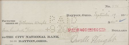 Lot #418 Orville Wright Check - Image 2