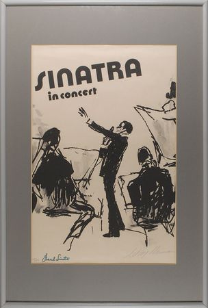 Lot #817 Frank Sinatra and LeRoy Neiman: Neiman captures one of his favorite subjects?Ol? Blue Eyes - Image 1