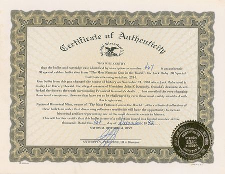 Lot #249 Jack Ruby: Bullet shot from ‘The Most Famous Gun in the World’ - Image 3