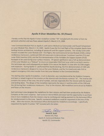 Lot #431 Apollo 9: Robbins medal number ‘93’ specifically requested by Dave Scott - Image 3