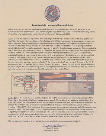 Lot #451 Apollo 15: Important hammock hook and strap used on the lunar surface - Image 3