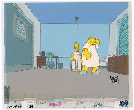 Lot #520 Homer and Leon Kompowsky production cel from The Simpsons - Image 1