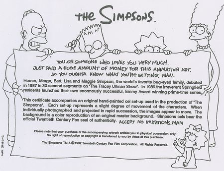 Lot #523 Chief Wiggum, Dr. Hibbert, and Moe production cel from The Simpsons - Image 2