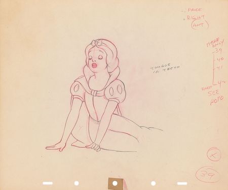 Lot #72 Snow White collection of (32) ?rough? animation drawings from Snow White and the Seven Dwarfs - Image 5