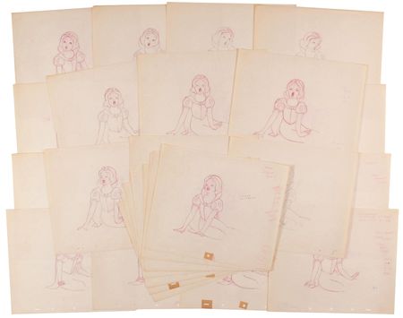 Lot #72 Snow White collection of (32) ?rough? animation drawings from Snow White and the Seven Dwarfs - Image 7