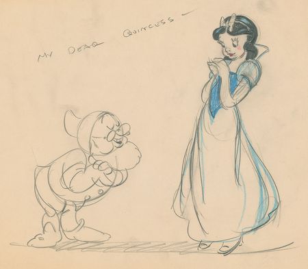 Lot #77 Snow White and Doc concept drawing from Snow White and the Seven Dwarfs - Image 2