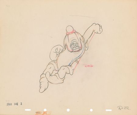 Lot #85 Sleepy production drawing from Snow White and the Seven Dwarfs - Image 1
