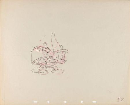 Lot #114 Mickey Mouse as The Sorcerer's Apprentice ?rough? production drawing from Fantasia - Image 1