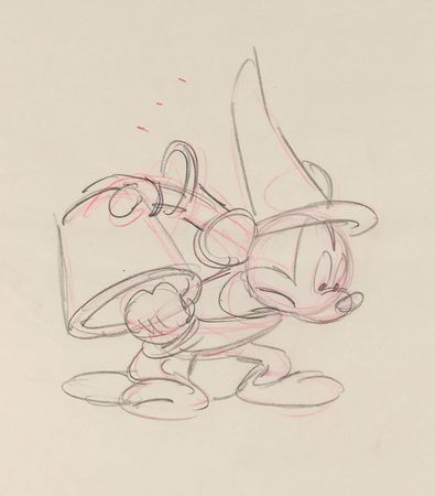 Lot #114 Mickey Mouse as The Sorcerer's Apprentice ?rough? production drawing from Fantasia - Image 2