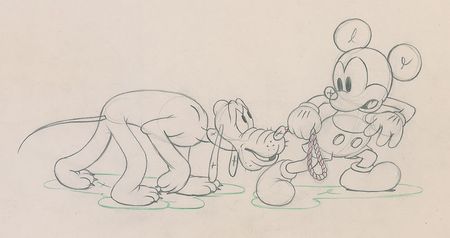 Mickey Mouse and Pluto production drawing from Society Dog Show RR