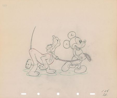 Lot #109 Mickey Mouse and Pluto production drawing from Society Dog Show - Image 1