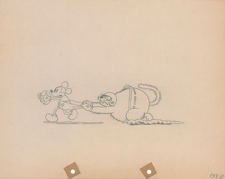 Lot #23 Mickey Mouse and Black Pete production drawing from Touchdown Mickey - Image 1