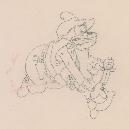 Lot #29 Mickey Mouse and Black Pete production drawing from Two-Gun Mickey - Image 2