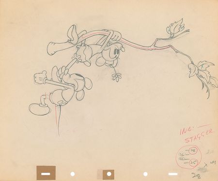 Lot #38 Mickey and Minnie Mouse production drawing from Mickey’s Rival - Image 1