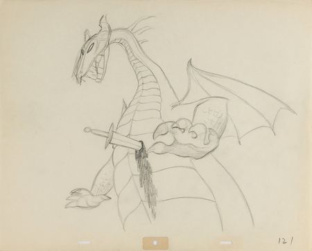 Lot #247 Maleficent as the Dragon ‘rough’ production drawing from Sleeping Beauty - Image 1