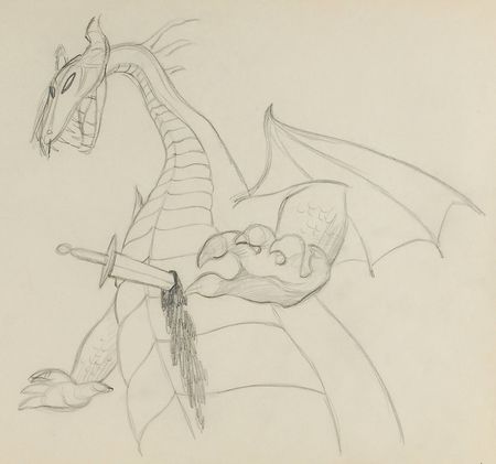 Lot #247 Maleficent as the Dragon ‘rough’ production drawing from Sleeping Beauty - Image 2