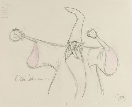 Lot #283 Merlin the Magician ?rough? production drawing from The Sword in the Stone - Image 1