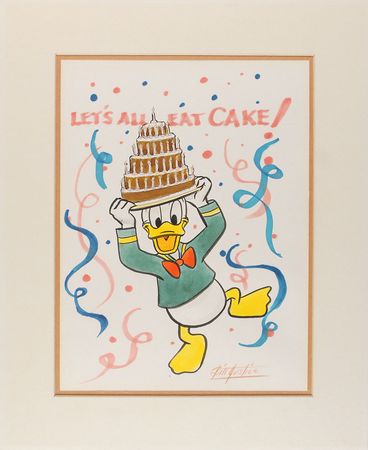 Lot #273 Donald Duck watercolor painting by Bill Justice - Image 1