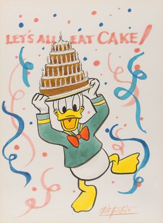 Lot #273 Donald Duck watercolor painting by Bill Justice - Image 2