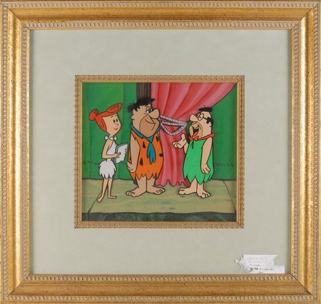 Lot #461 Fred and Wilma Flintstone production cel and production background from The Flintstones TV Show - Image 2