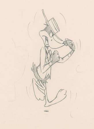 Lot #409 Daffy Duck production drawing from the opening of the Bugs Bunny TV Show - Image 2