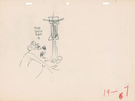 Lot #415 Taz and Daffy layout drawing from the opening of the Bugs Bunny TV Show - Image 1
