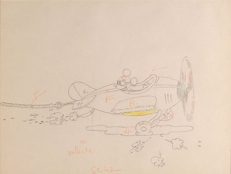 Lot #25 Mickey Mouse and Peg Leg Pete set of (2) production drawings from The Mail Pilot - Image 1