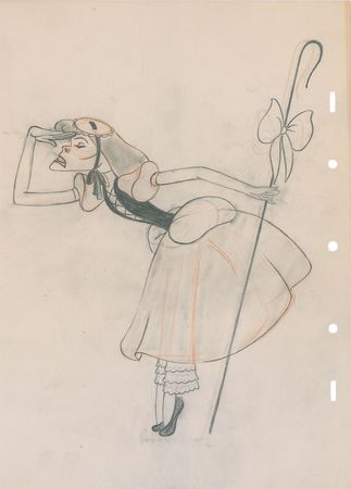 Lot #102 Kathryn Hepburn as Bo Peep concept drawing by T. Hee from Mother Goose Goes Hollywood - Image 1