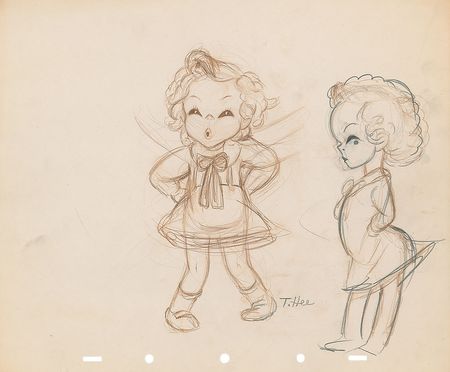 Lot #104 Shirley Temple concept drawing by T. Hee from The Autograph Hound - Image 1