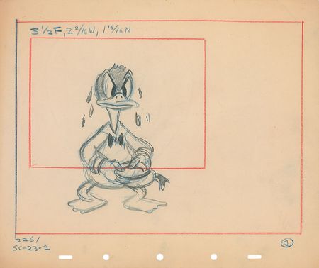 Lot #142 Donald Duck production
layout drawing from A Good Time for a Dime - Image 1