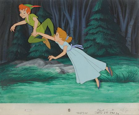 Lot #193 Peter Pan and Wendy production cel and production background setup from Peter Pan - Image 1