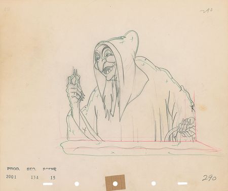 Lot #89 Wicked Witch production drawing from Snow White and the Seven Dwarfs - Image 1