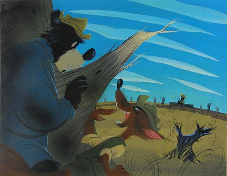Lot #181 Mary Blair concept storyboard painting of Br’er Bear, Br’er Fox, and Tar Baby from Song of the South - Image 2