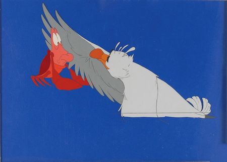 Lot #312 Scuttle and Sebastian production cel from The Little Mermaid - Image 1