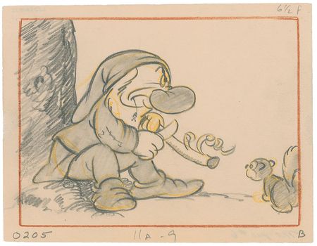 Lot #84 Grumpy set of (2) storyboard drawings from Snow White and the Seven Dwarfs - Image 1