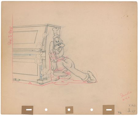 Lot #40 Goofy and Piano production drawing from Moving Day - Image 1