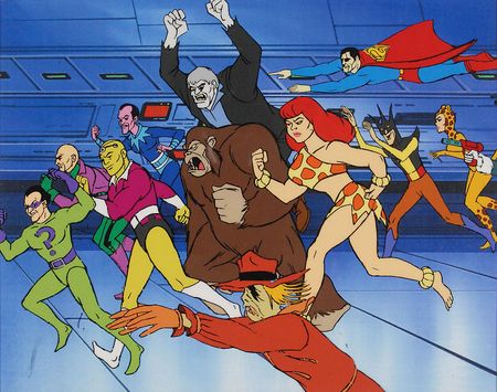 Lot #471 The Legion of Doom opening title sequence cel from Challenge of the Super Friends - Image 1