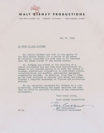 Lot #339 Walt Disney Employee Letters - Image 2
