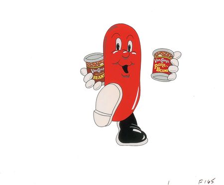 Lot #511 Van Camps Pork and Beans production cel and matching drawing from a 1980s TV Commercial - Image 1