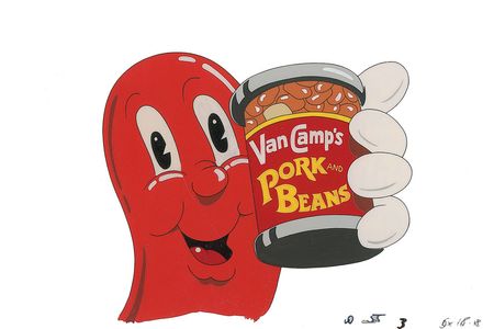 Lot #512 Van Camps Pork and Beans production cel and matching drawing from a 1980s TV Commercial - Image 1