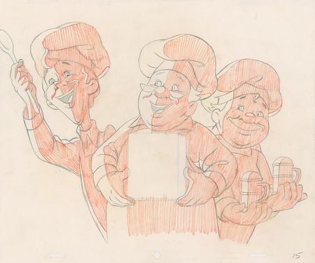 Lot #515 Wendell, Bob, and Quello ‘The Three Bakers’ production cel and matching drawing from a Cinnamon Toast Crunch TV Commercial - Image 2