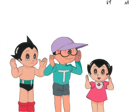 Lot #528 Astro Boy and Astro Girl production cel and matching drawing from the Astro Boy TV Show - Image 1