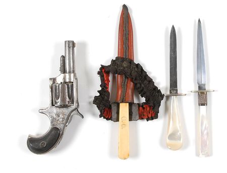 Lot #481 Remington New Model No. 4 Pocket Revolver Owned by Gertie Oliver, a Madame of Alberquerque, New Mexico in 1885 Revolver and Knives - Image 1