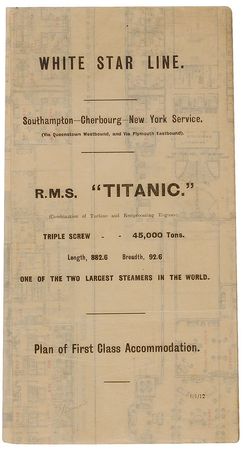 Lot #334 Titanic Deck Plan: A road map to Titanic’s first class areas - Image 2