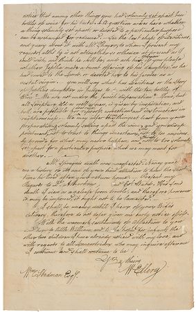 Lot #227 Declaration of Independence: William Ellery: “Who will be President is uncertain. The votes for Jefferson & Burr are equal” - Image 3