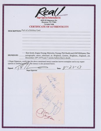 Lot #785 AC/DC: Bon Scott and AC/DC sign during their Highway to Hell tour - Image 3