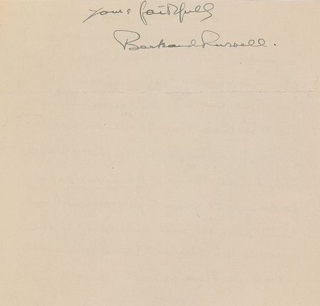 Lot #739 Bertrand Russell Handwritten Letter Signed - Image 2
