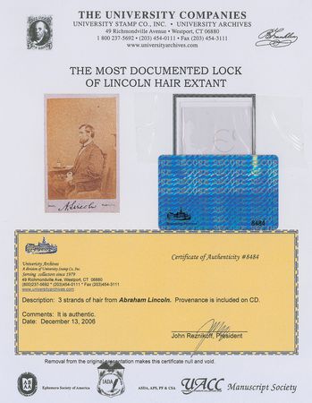 Lot #124 Abraham Lincoln: The most well-documented Lincoln hair sample extant - Image 4