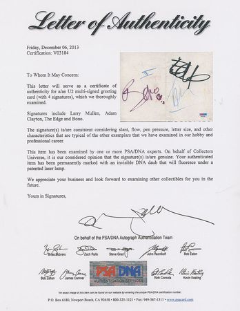 Lot #836 U2 Signatures - Image 3